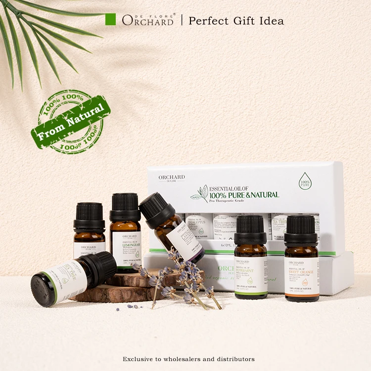 Holiday 100% pure essential oil set 6 therapeutic grade lavender tea tree eucalyptus aromatherapy essential oil (new)
