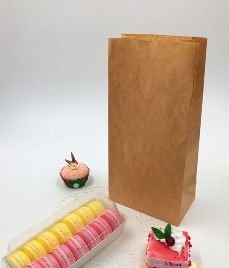 Eco Friendly Disposable Food Packaging Roast Chicken Fresh Baked Pop Corn Brown Kraft Paper Bag Without Window