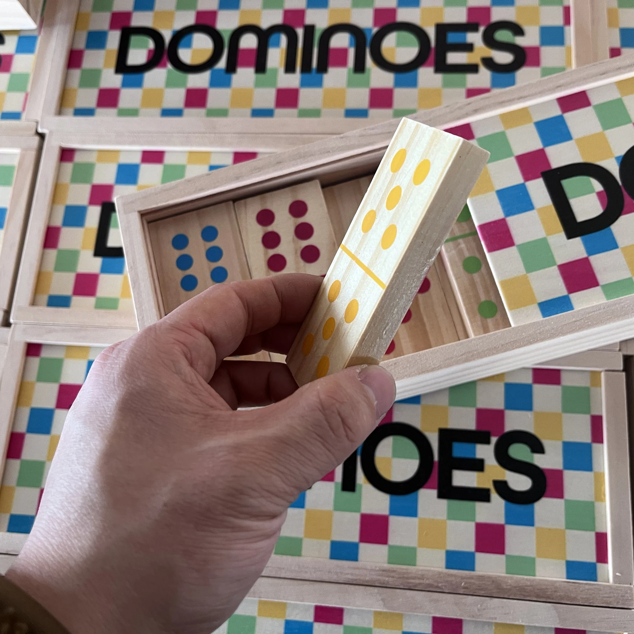 Handcrafted Portable Case education toy double six wood box 28 Tiles Pieces2 to 8 Players Travel Set Domino Set