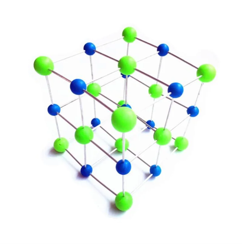 Хлорид натрия стол соль кристальная структура модель химическая молекула металлический стержень шар и палочка обучающий инструмент