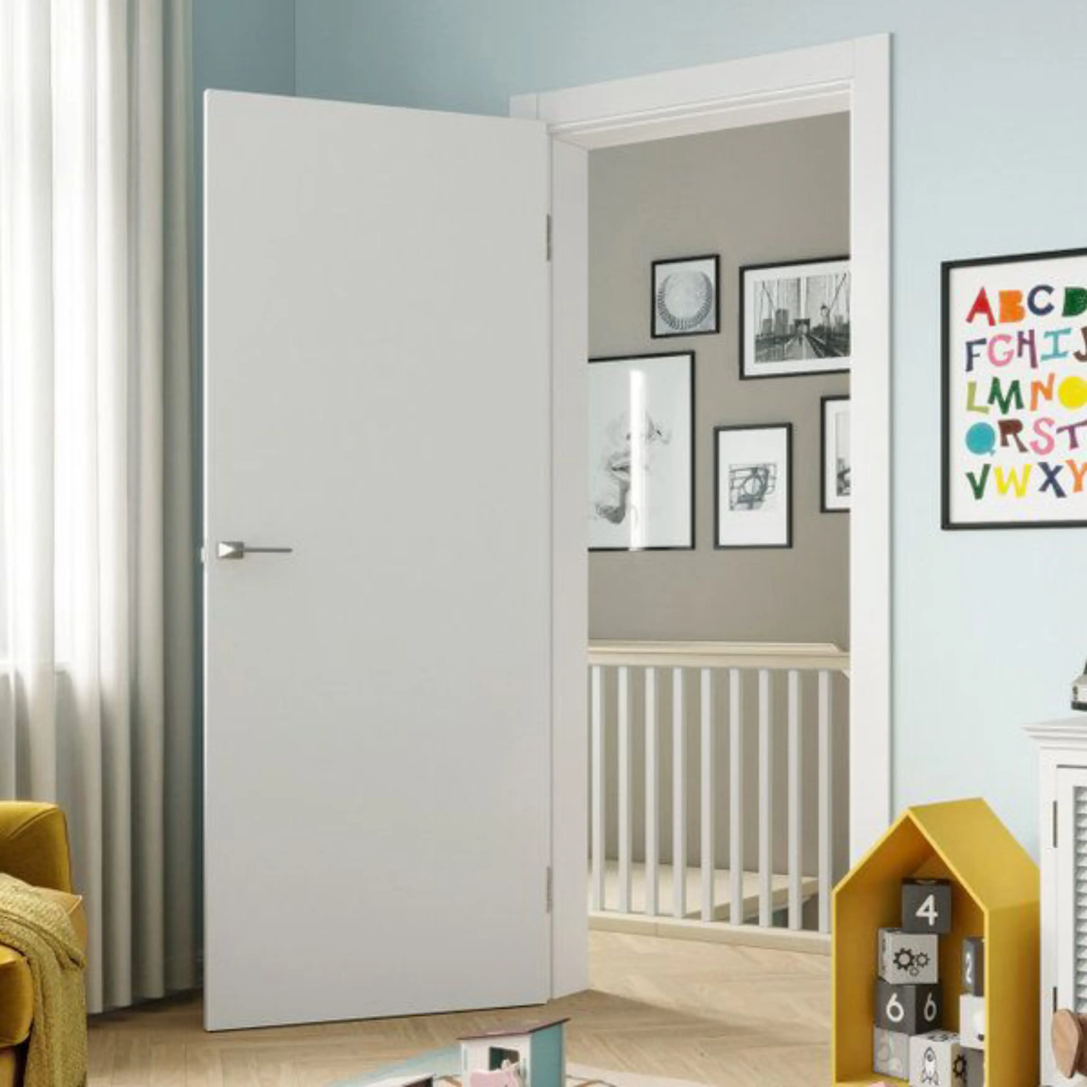 Prehung Flat Design Hollow Core White Flush Doors Interior Doors for Houses