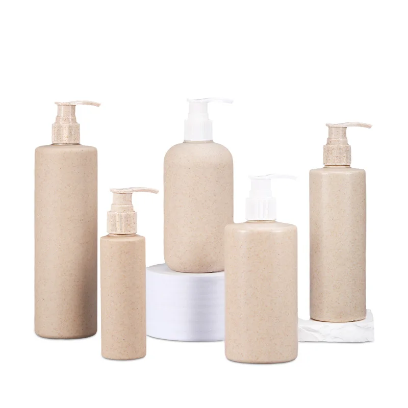 Customized Empty Biodegradable Wheat Straw Body Lotion Shower Gel Shampoo Cleanser Packaging