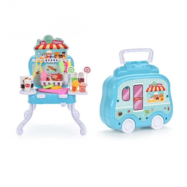 Kids Portable Kitchen Playing Cooking Foods Table Transform Cartoon Hand-Held Cutlery Box Toys Kitchen Utensils Tabletop Toys
