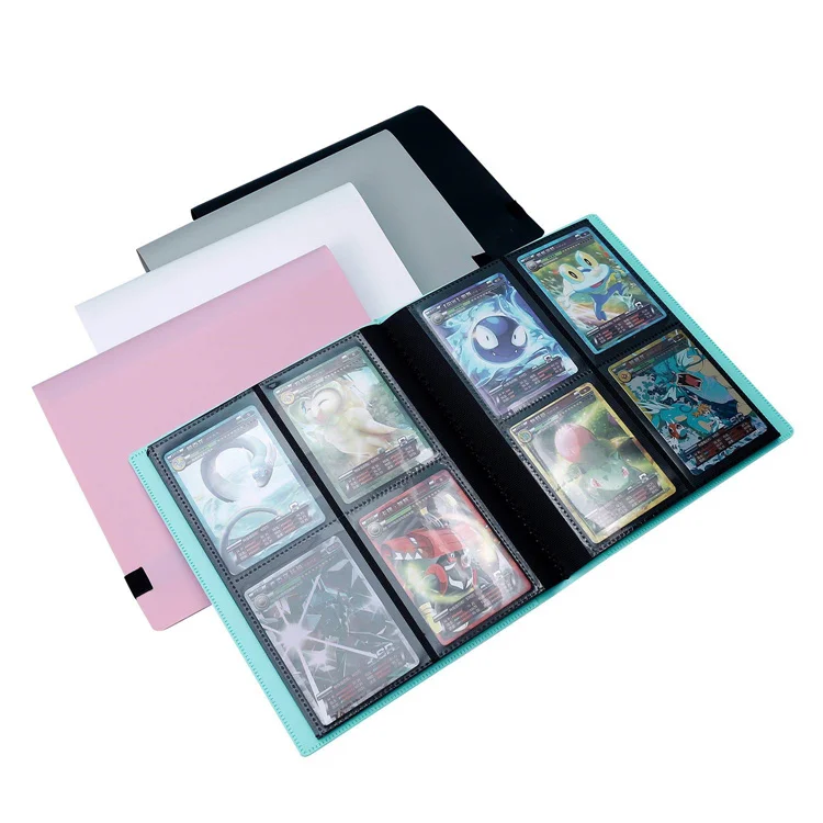 Black 4 Pockets PP Matte Poke Mon Magic Sleeve Trading Card Binder