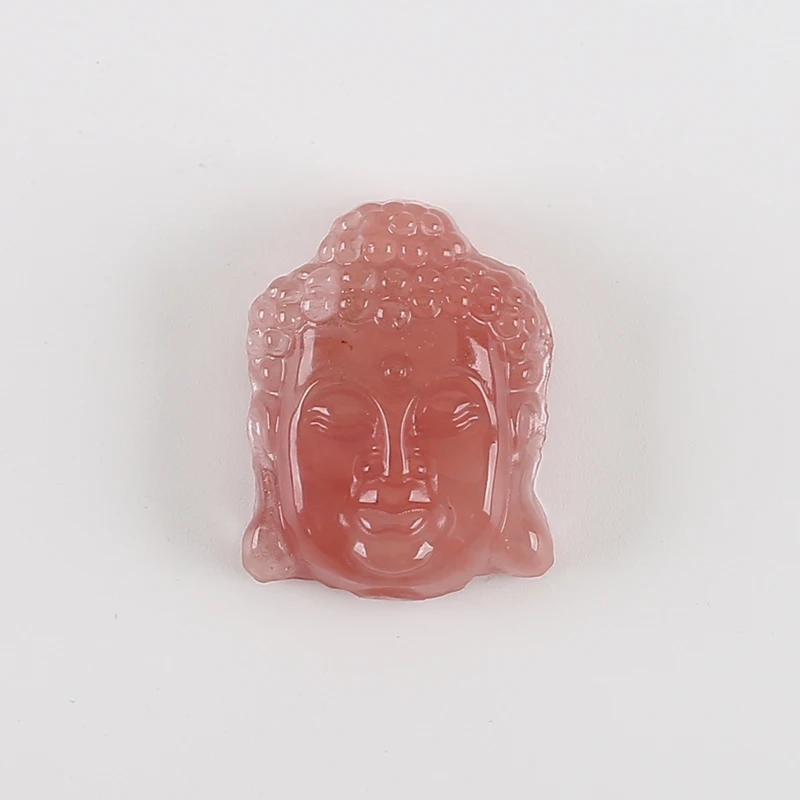 Volcano Cherry Quartz Buddha Pendant for Necklace,Drilled Crystal Carved Buddha Pendant for Men, Gemstone Jewelry,  Mens Pendant