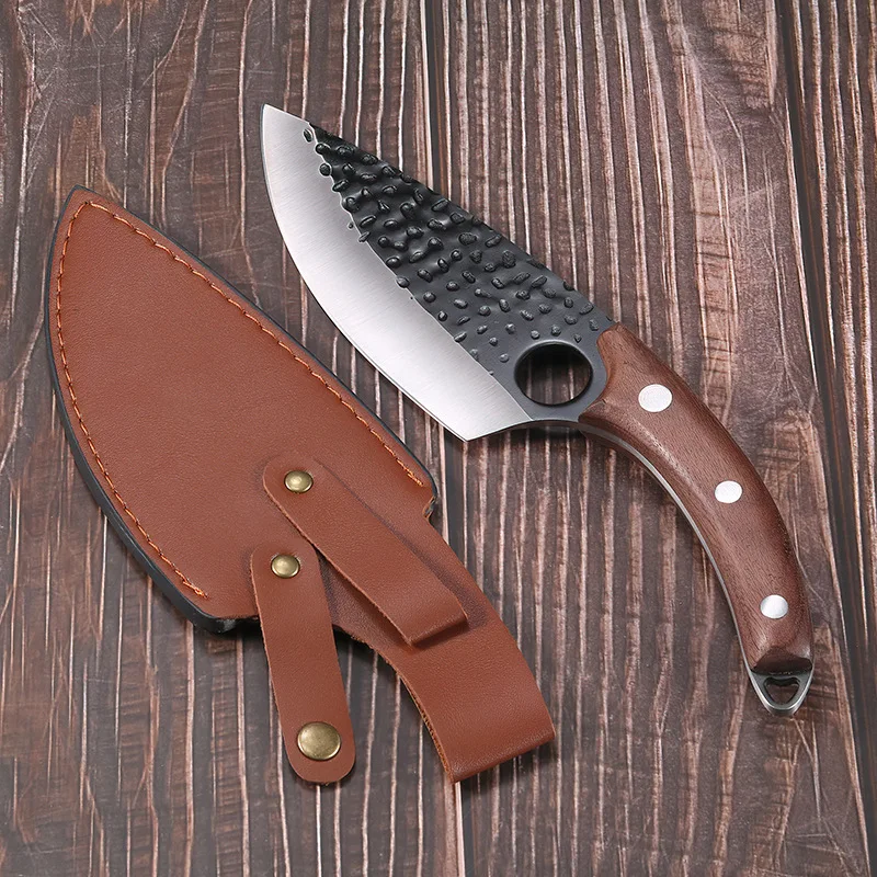 High Carbon Steel Viking Knife Wood Handle Chinese Carving Meat Boning Butcher Cleaver Knife