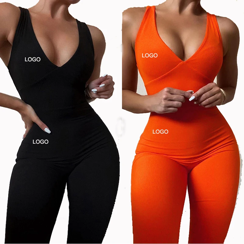 Best Selling Women Fashion Summer Halter Romper Sleeveless Sexy Backless Workout Sportswear Bodysuit Outfit