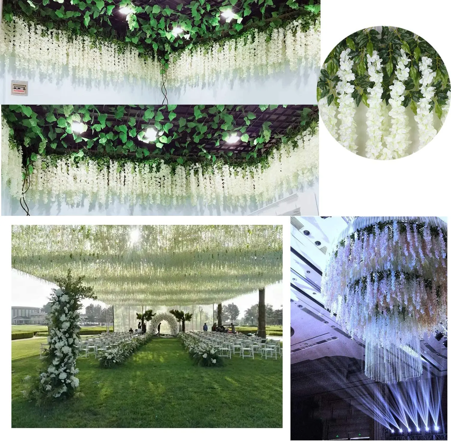 Wisteria Flowers Wholesale Fast Shipping Multi Color Faux Vines Plant Garland Artificial Hanging Wisteria For Home Wedding Decor