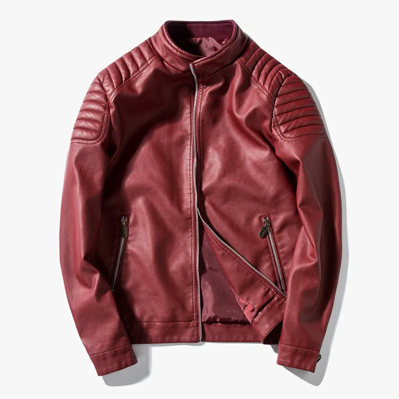 Мужская повседневная куртка Slim fit мотоциклетная мужская из искусственной кожи кожаное Мужское пальто