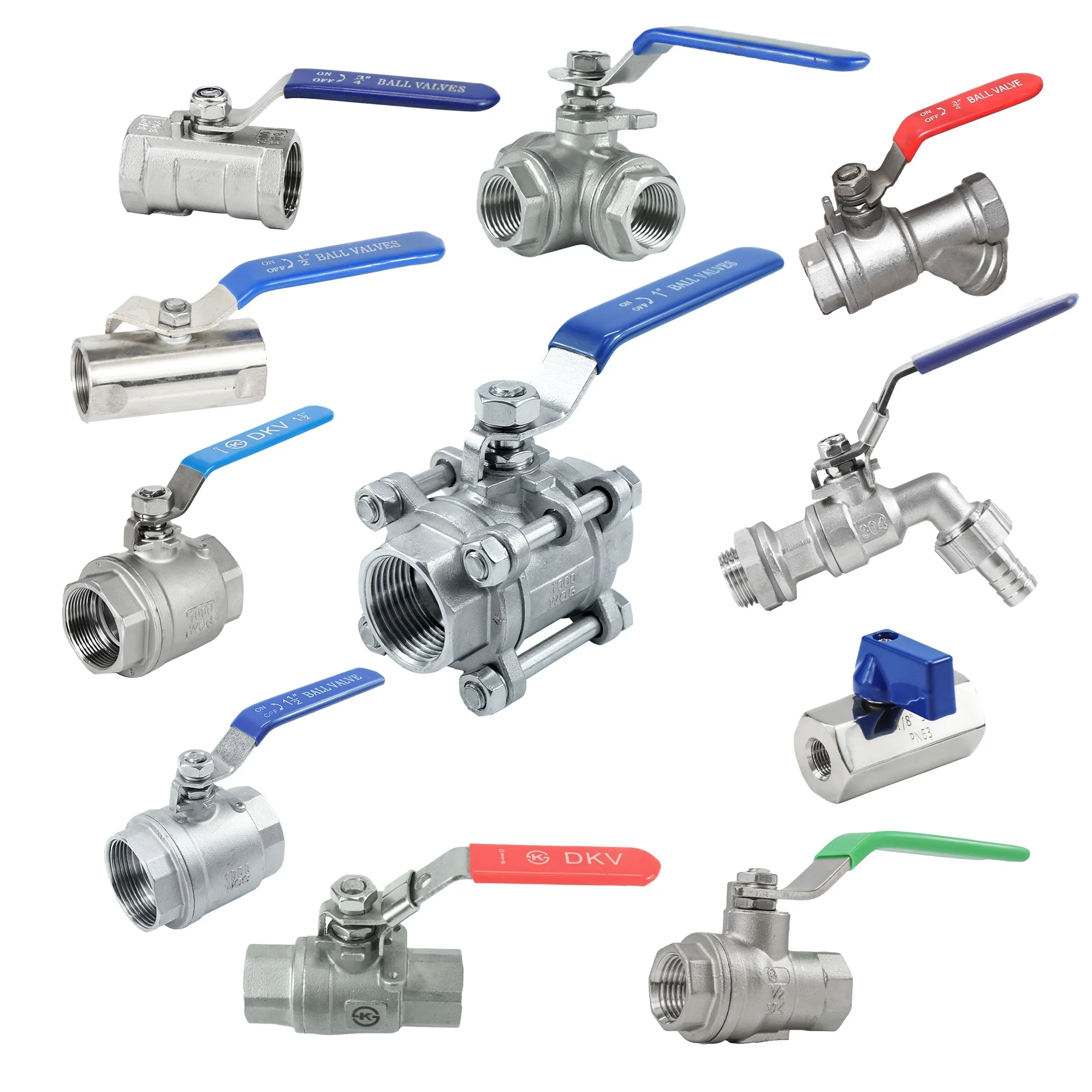 DKV 1 2 3 way Full Port Stainless Steel Ball Valve NPT Threaded 2000 WOG Mini Ball Valve Male x Female