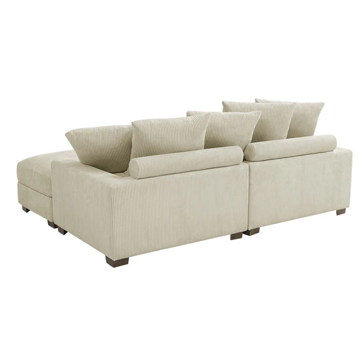 L Shaped Cloud Sectional Sofa Corner Modular Modern Corduroy Upholstery Sofa For Living Room