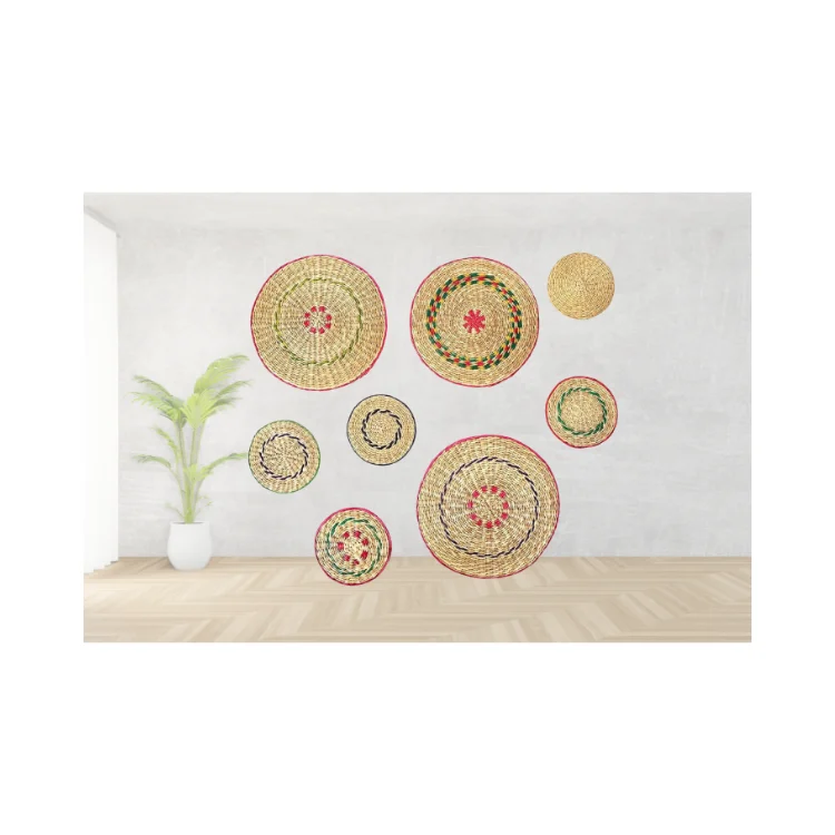 Handmade Seagrass Wall Art Basket High Quality Best Seller Decorative Rattan Wall Hanging Natural Colors Home Office Bamboo