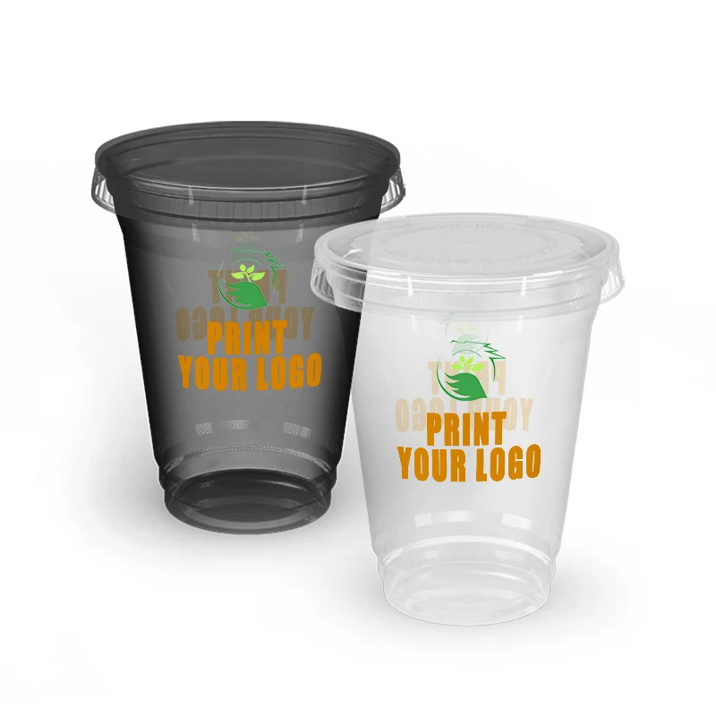 Longworld wholesale frosted 160 ml 9oz 18 oz clear pet plastic cup pet beverage coffee cups with flat lids 16 oz