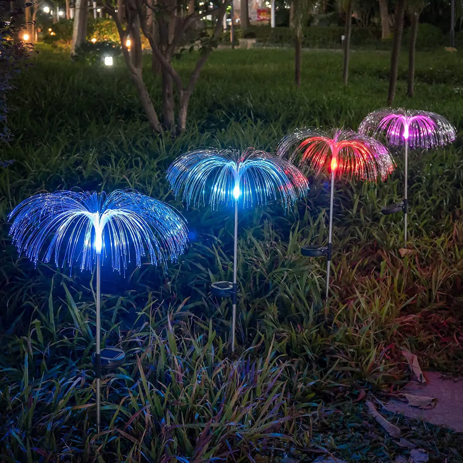 Solar Led Fiber Optic Jellyfish Garden Lights Outdoor 7 Color Changing Solar Lights For Crismas Decoration Christmas