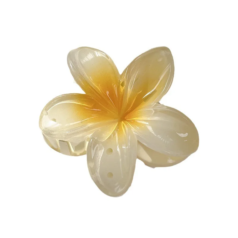 Summer Romance Frangipani Shaped Hair Claw Women European American In-Style Flower Clip Back Head Updo Hair Accessory
