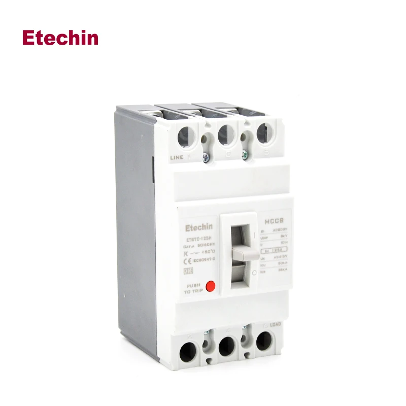 Автоматический выключатель 125 Ампер Etechin AC MCCB 3P 4P 220v до 690v литые автоматические выключатели