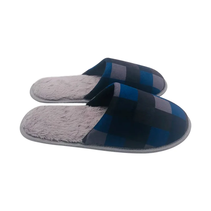 Bedroom Clogs Slipper for Men Special Square Pattern Check Upper Printing Memory Foam Slip On Indoor Home Bedroom Slippers