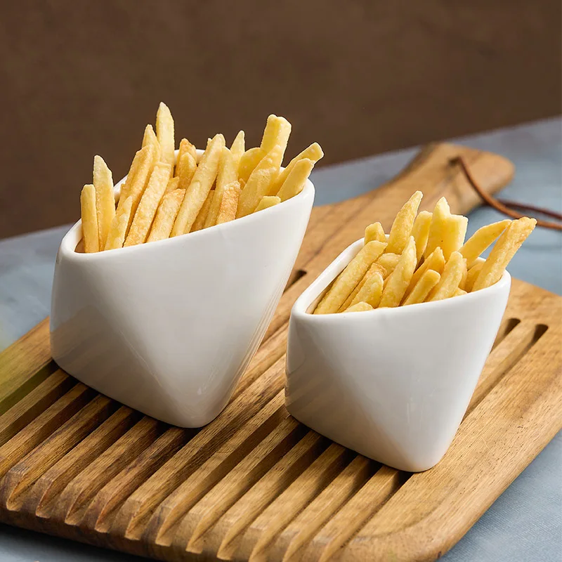 INS Creative Restaurant Tableware-Three-dimensional Folded Corner Ceramic Bowl Potato Chips Fruit Soup Soy Sauce Gravy Boats