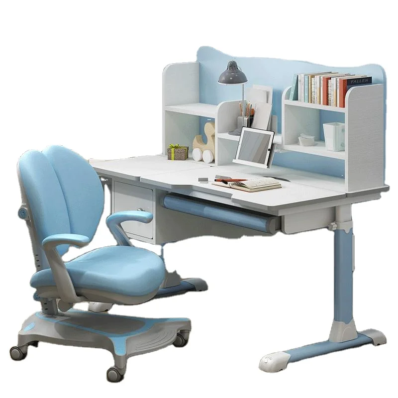 Kids Study Table And Chair Set Large Capacity Drawer Study Desk Metallic Study Table And Chair