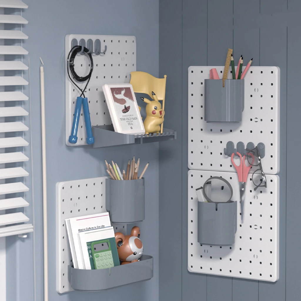 Pegboard Non punching home hole board wall dormitory kitchen bathroom desk desktop wall storage display accessories
