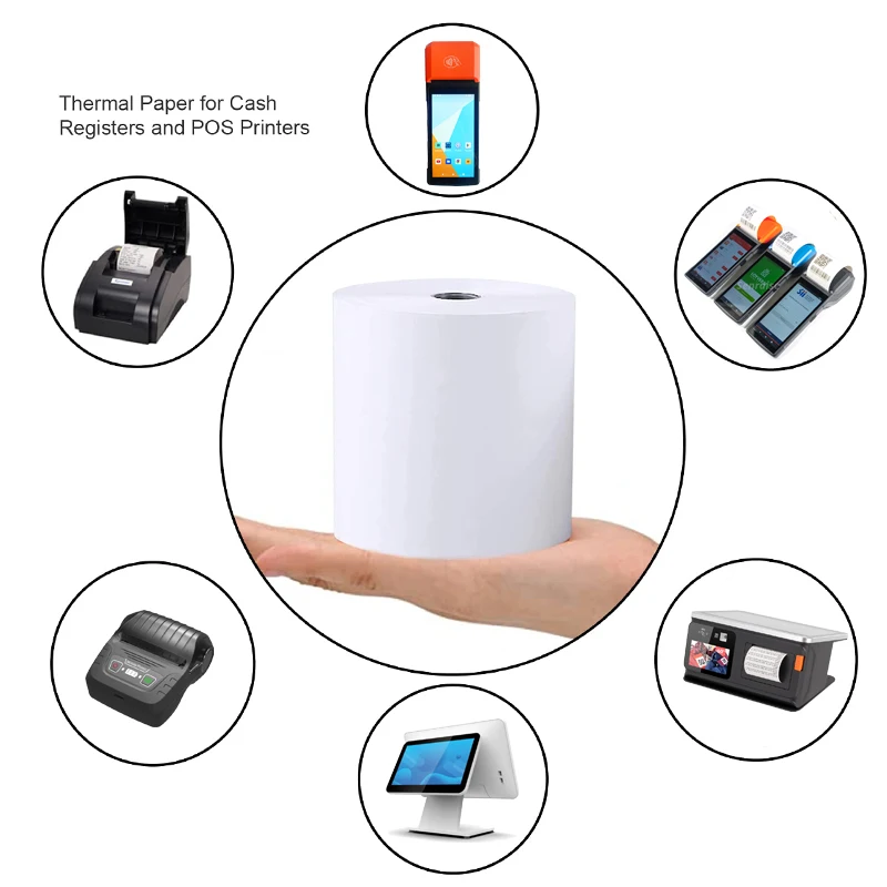 Factory 57x40mm/Customized Size White Pos Cash Register Receipt Roll Cashier Paper Thermal Paper Roll