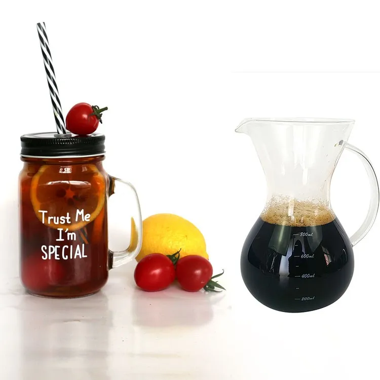 Transparent Glass Pour over Coffee Brewer Set Double-Layer Stainless Steel Cone Filter Glass Drip Coffee Pot