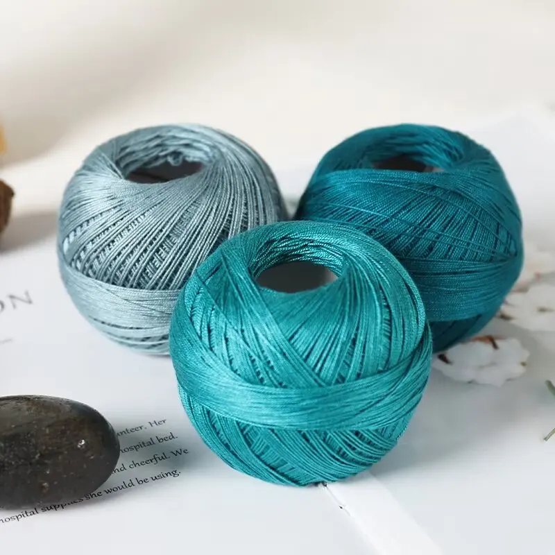 Wholesale stock 50gram per roll Lace thread 100% mercerized Cotton hand knitting yarn chunky fancy pure cotton yarn for crochet