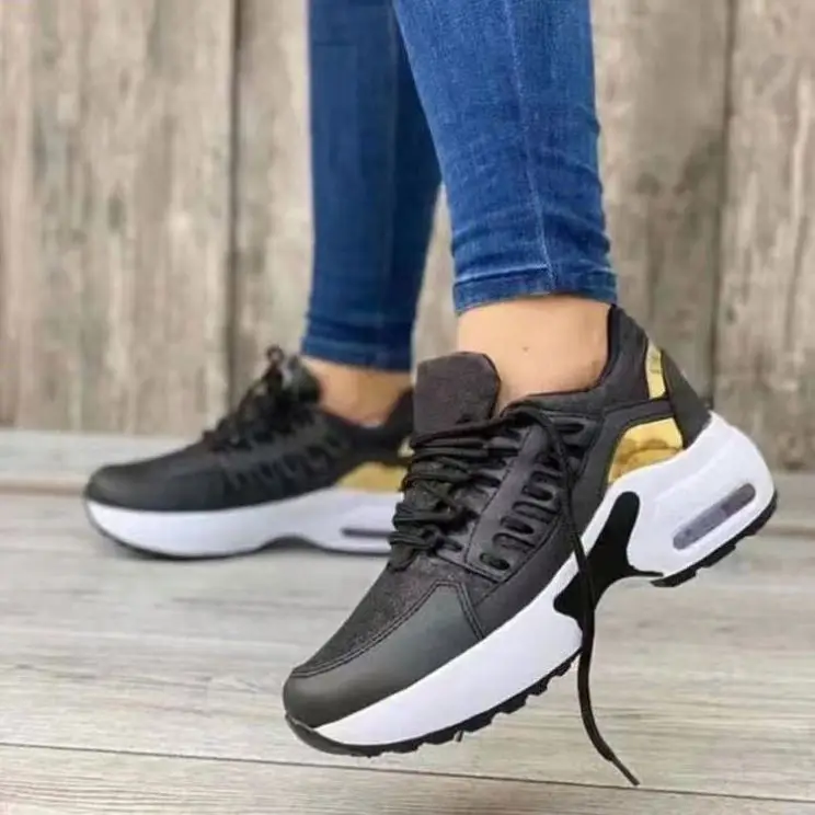 New Women Platform Solid Color Ladies Shoes Casual Breathable Wedges Ladies Walking Sneakers For Women
