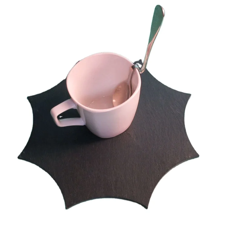Pure Natural Table Decoration Dinner Ware Series Cup Mats Round Kitchenware China Stone Decorate Slate Plate And Coaster
