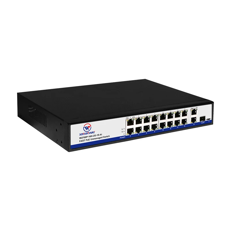  100 м 16 портов 250 poe коммутатор с 2 гигабит rj45 1 uplink SFP 48v ip