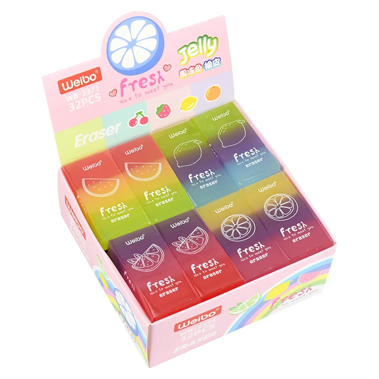 WEIBO Custom pattern fruit cute jelly erasers for kids children school stationery