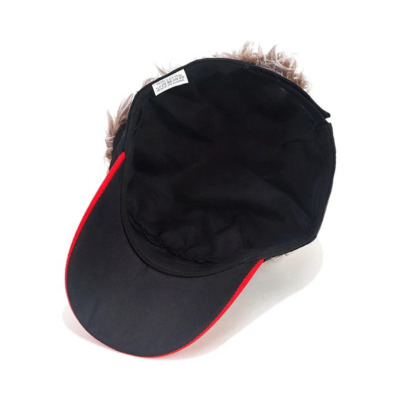 Custom Embroidery Logo Men Novelty Hair Golf Visor Sun Cap Hip Hop Adjustable Flames Wig Peaked Baseball Hat with Spiked Hairs