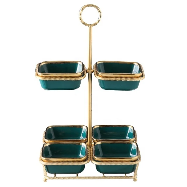 
Glazed ceramic dried fruit dish European style ceramic dessert dish Ceramic lattice string plate 