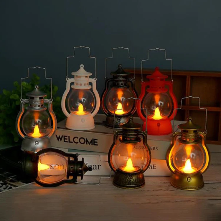Hot Sell Halloween Portable Jack-o-lantern Home Decorative Horror Atmosphere Flame Lamp Hanging Gifts Mini Pony Lamp
