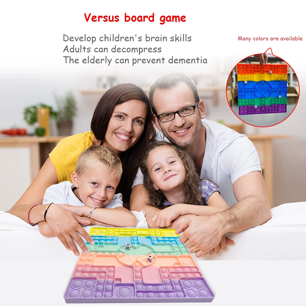 
Large Dual Player push game toy silicone chess board push bubble checkerboard toys square tie dye popit sensory game 