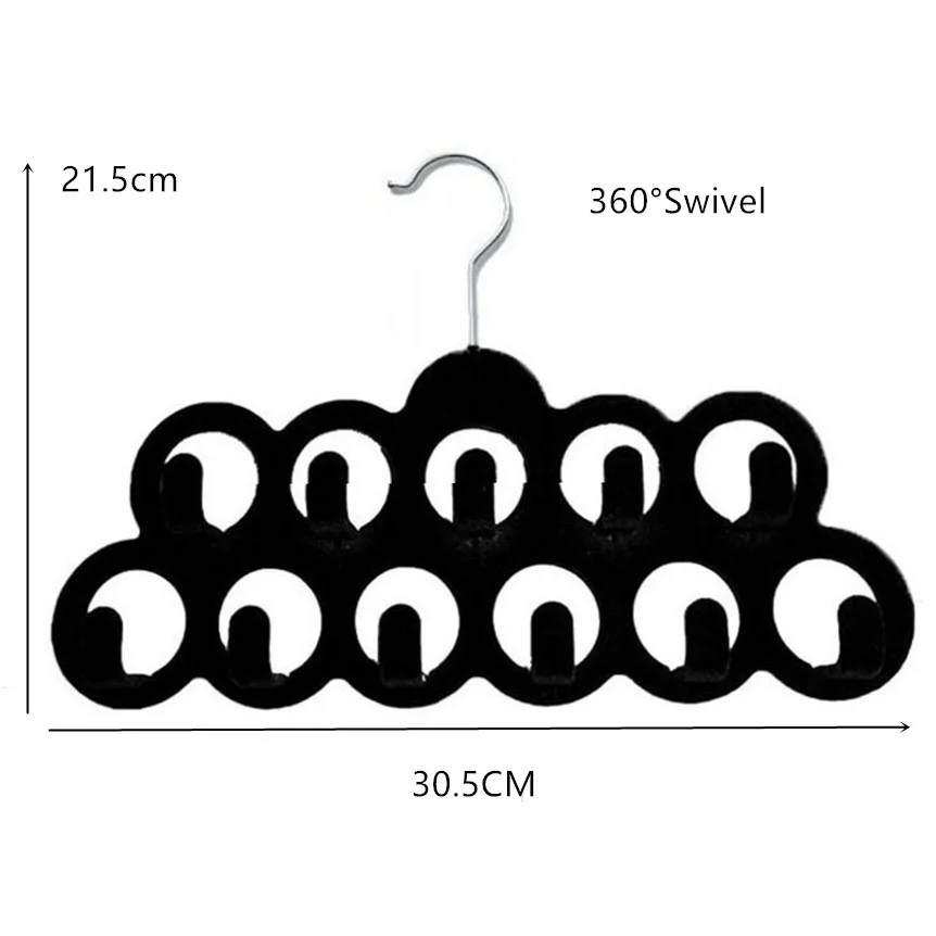 Manufacturer Space Saving Plastic Flocked belt Hanger Velvet silk scarf rack Non-Slip velvet hanger  with hook