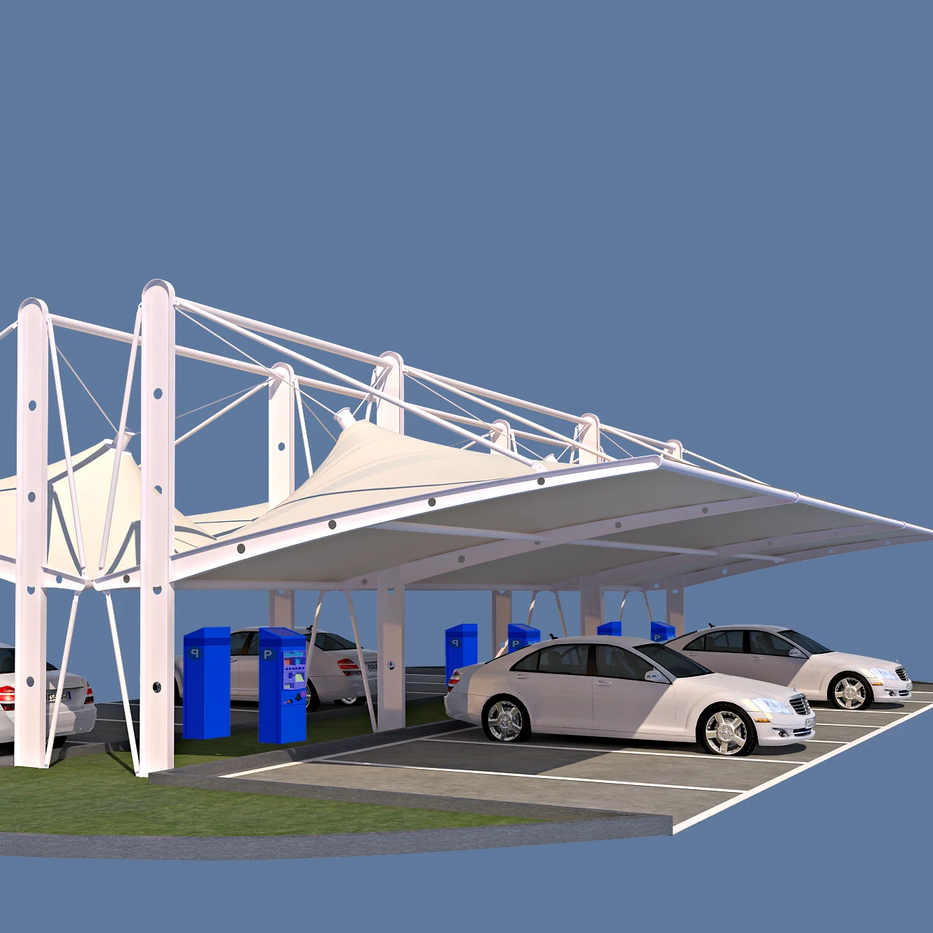 XZ OEM ODM Good price aluminum membrane structure canopy 2 car metal shed carport modern awning for cars