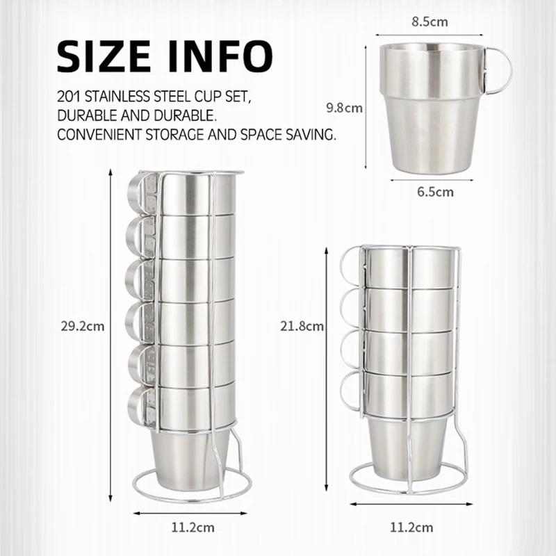 Wholesale Outdoor Picnic Double Layer Stainless Cup Camping Heat Insulation Coffee Insulation Anti-scald Portable Mug Cup Set