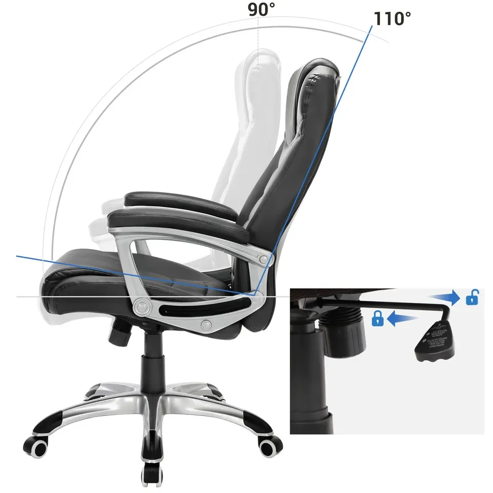 Modern Czech Black PU Leather Computer Work Chair Furniture Wholesale High Back Ergonomic Executive Luxury Leather Office Chair