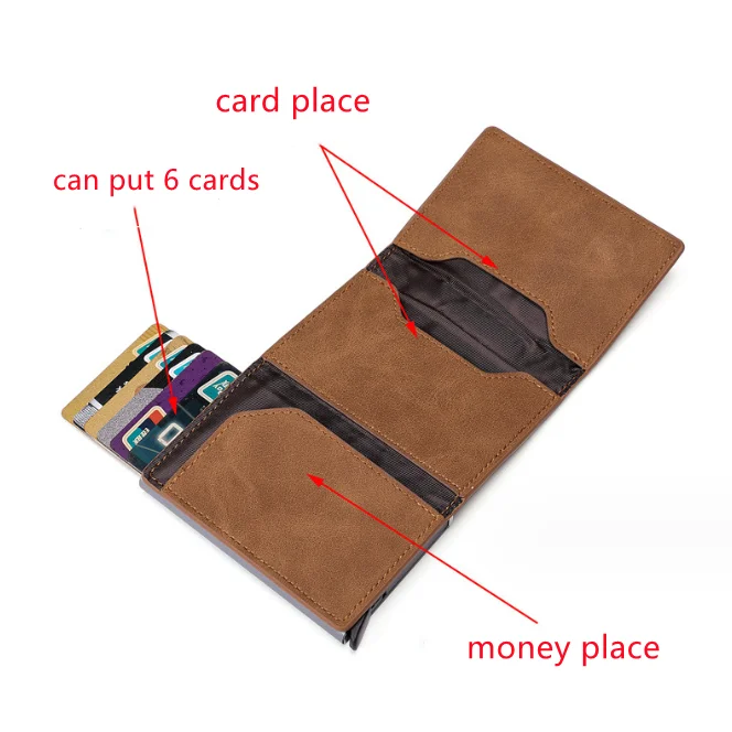 New Design Metal RFID Anti theft Porte cartes Smart Card Holder Rfid Pop Up Mens Switch Wallet Slim wallet for men