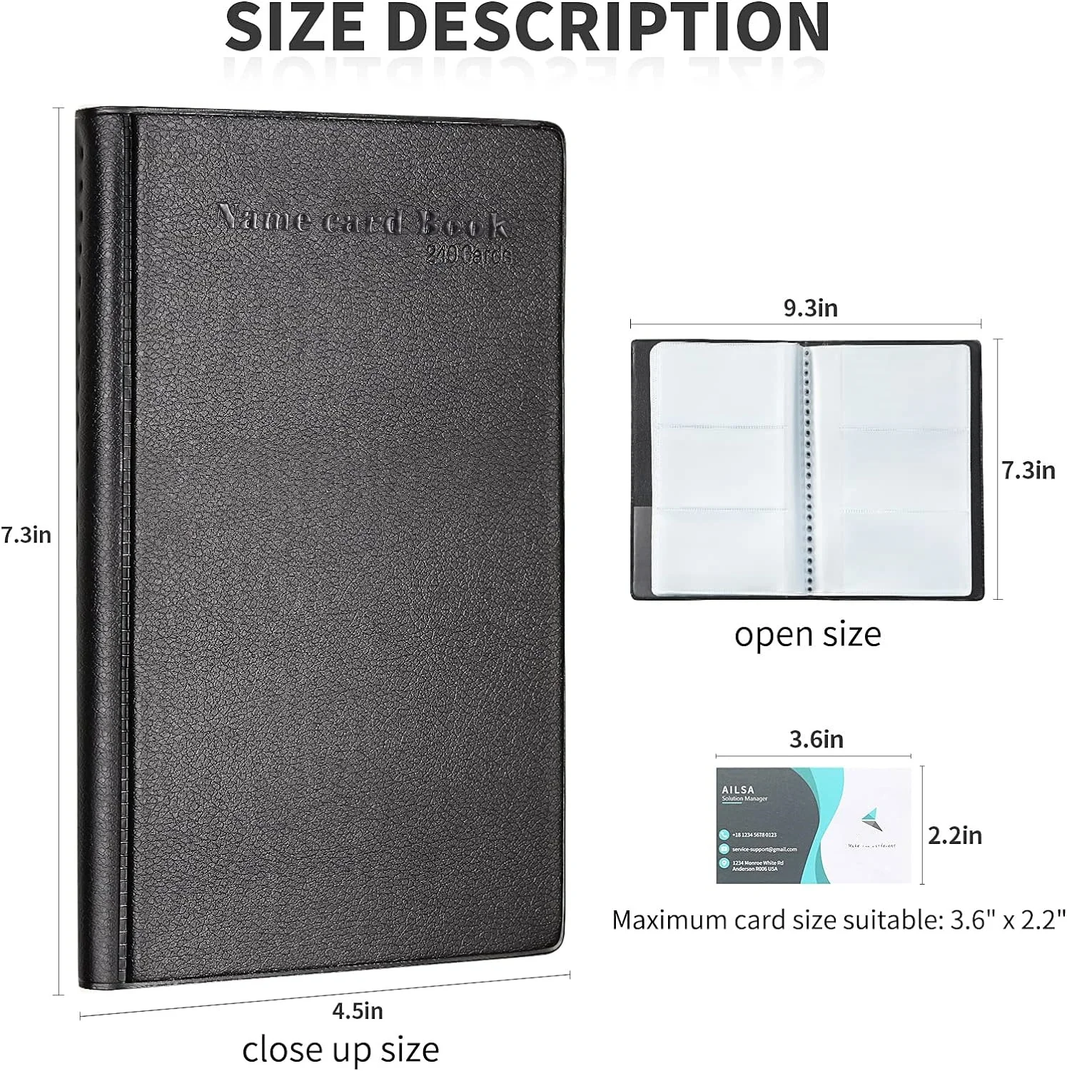 Professional Business Card Binder File Sleeve Storage PU Leather Name Badge Holders Id Card Clip Card Collection Album