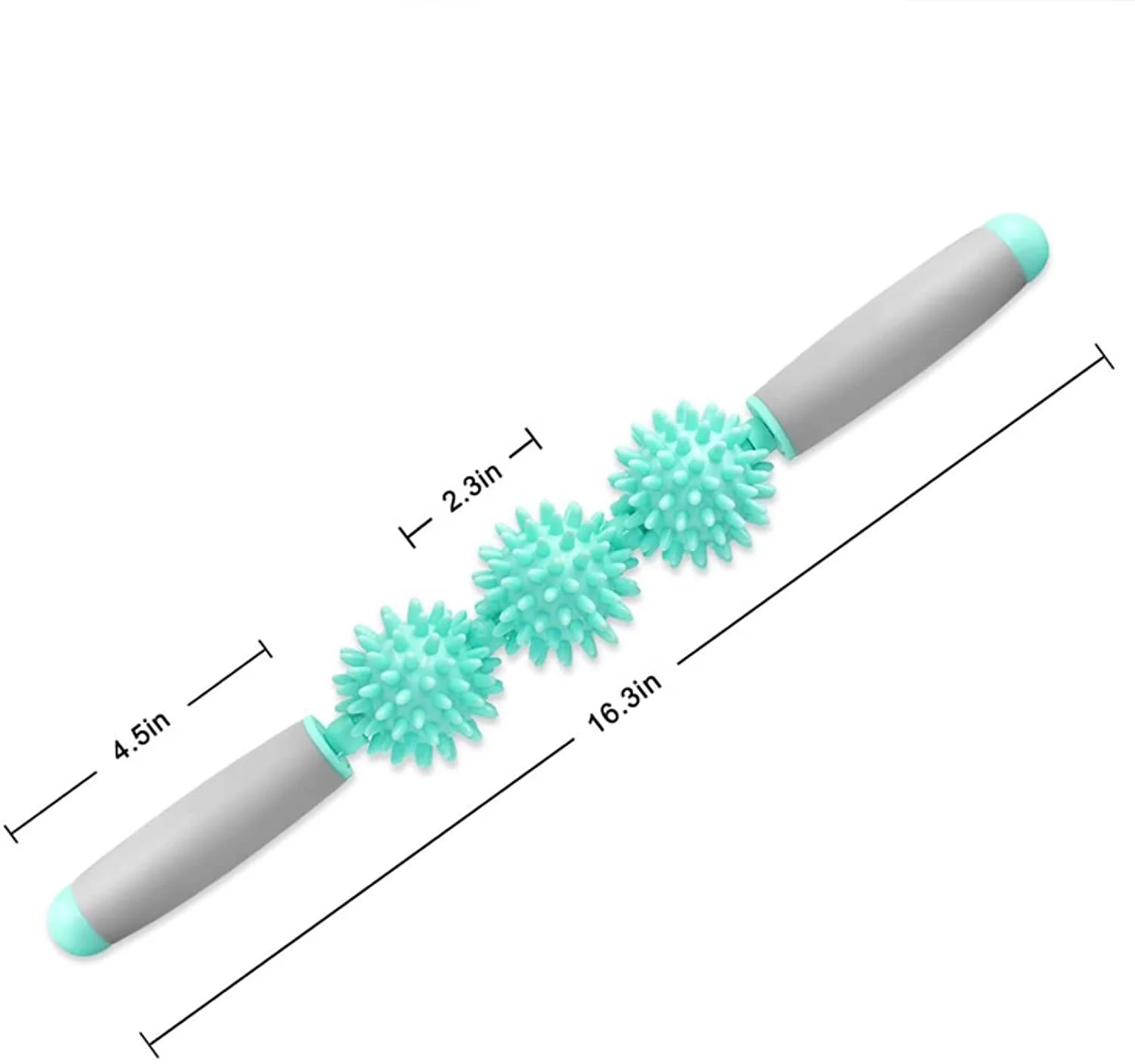 Muscle Roller Yoga Stick Hedgehog Massage Stick Spiky  Point Relief Muscle Pain 3 Balls Mint Green