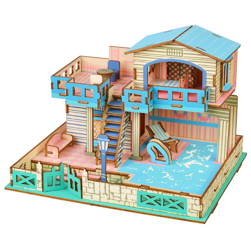 Игрушка для сборки трехмерная головоломка строительные блоки 3d Diy модель детское здание деревянная игрушка