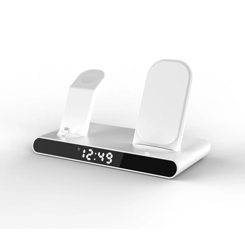 New arrivals 15w fast charging wireless Station With Alarm Clock 3 in 1 Qi wireless charger with led digital alarm clock