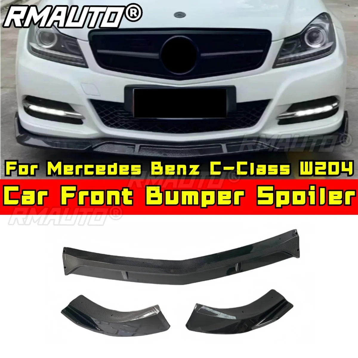 For Mercedes Benz C-Class W204 Front Bumper Splitter Diffuser Lip Bumper Protector Bumper Protector Body Kit Car Accessories