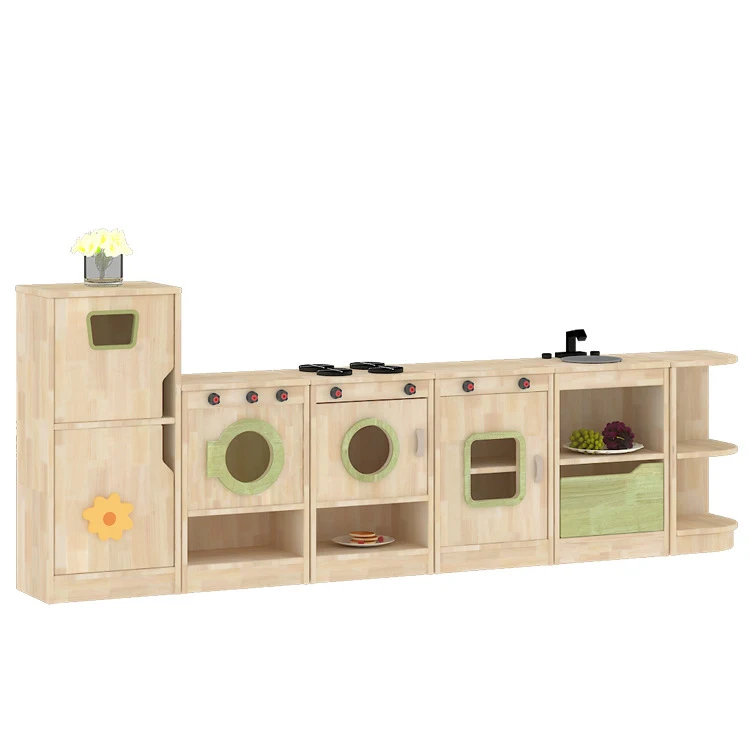 Children Role Play Games Supermarket Selling Wooden Furniture Cabinet