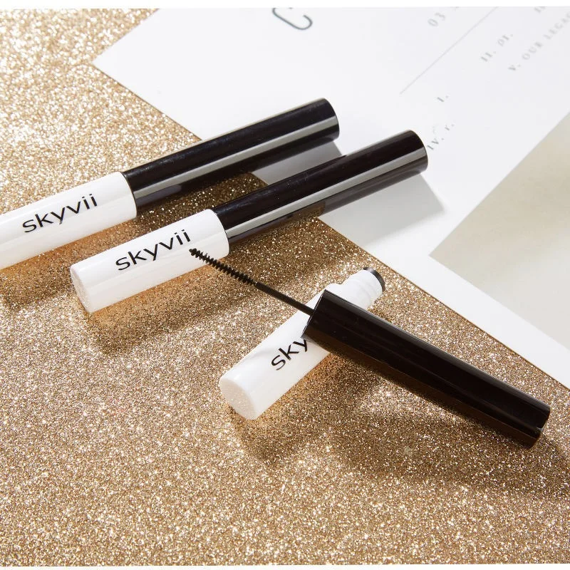 Custom Logo Makeup Vegan Mascara Small Brush Waterproof Long Lasting Thick Curly Lengthening Quick Dry Slender Black Mascara