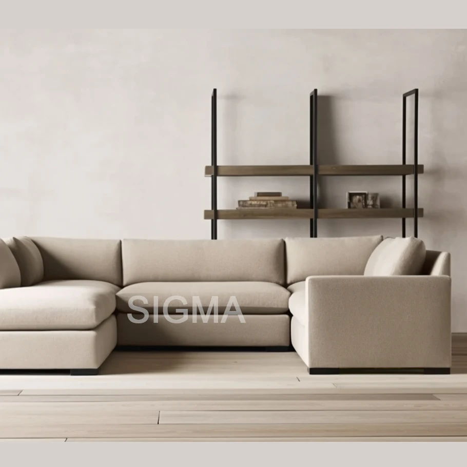 Indoor White Beige Modern Linen cloud sofa Luxury Couch Minimalist U L Shape Modular sofas For Home Luxury