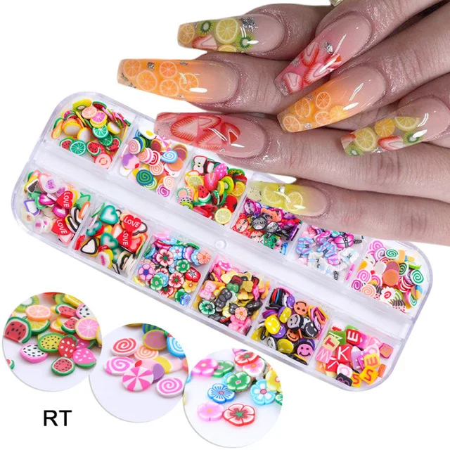3D Fruit Animal Pattern Nail Art Decor Slices DIY Nail Decoration Fruit Clay Watermelon Straw Hat Orange Patch Nail Art DIY