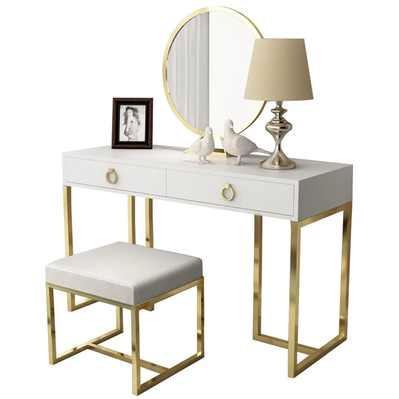 bedroom sets Modern white wooden Iron fram dressing table